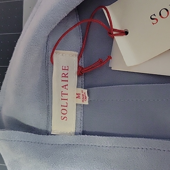 SOLITAIRE Baby Blue Faux Suede Kimono Style Dress Size Medium - Picture 9 of 9